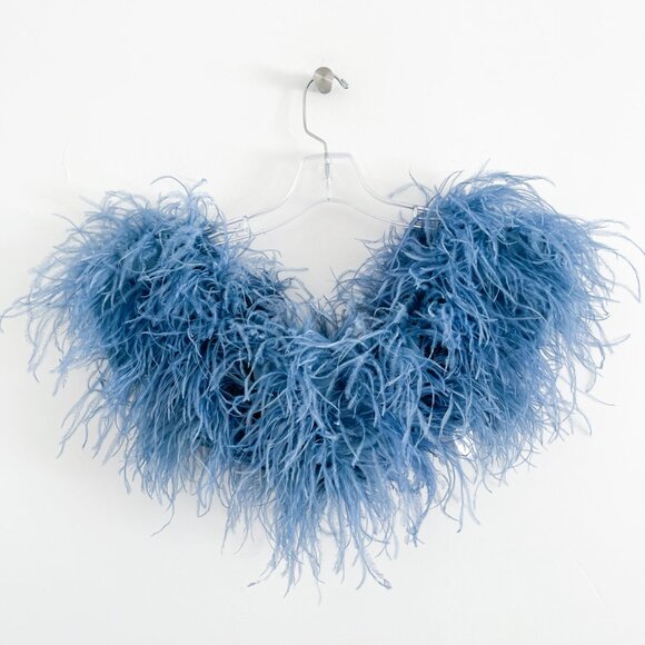 Cult Gaia Goetz Top Ostrich Feather Off-The-Shoulder Crop - Picture 5 of 7